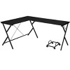 Vynxaria Black Finish Computer Desk Modern L-Shaped Workstation for Home Office Study Small Spaces - 4 of 4