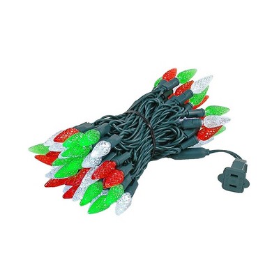 UL Listed C6 LED Christmas Lights - 50 Count Cold White Strawberry Bulbs, 17 Feet Green Wire