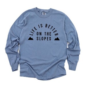 Simply Sage Market Women's Better On The Slopes Mountains Long Sleeve Garment Dyed Tee - 1 of 4