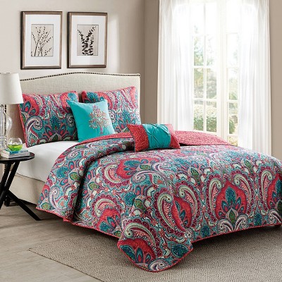 Casa Real Multi-Color Reversible Microfiber King Quilt Set