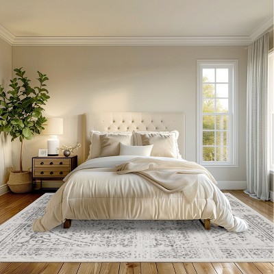 Gray 6' Square Synthetic Reversible Area Rug