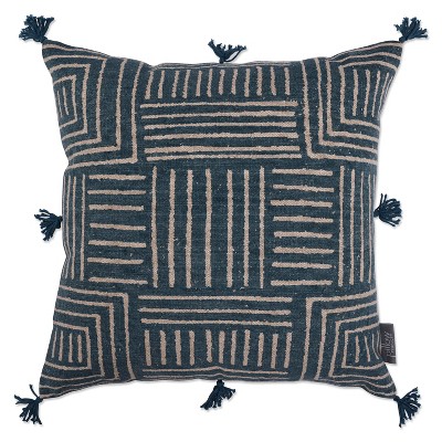 18"x18" Indoor Ghana Square Throw Pillow Blue - Pillow Perfect