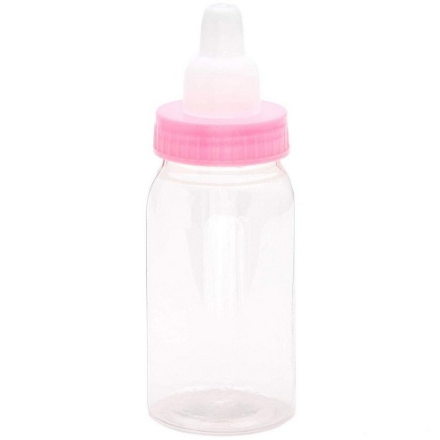 New Baby Mini Plastic Pink Baby Bottles Party Favours x 24 