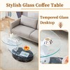 Maggift Patio End Tables, Glass Top Round Coffee Table, Double Layer Design, Suitable for Living Room, Patio, Bedroom, Black, 47"*29.5"*16.7" - 3 of 4
