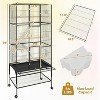69in Tall Extra Large Wrought Iron Parakeet Bird Cage with Storage Shelf for Mid-Sized Parrots Cockatiels Canaries Lovebirds Conures Finch, Black - 2 of 4