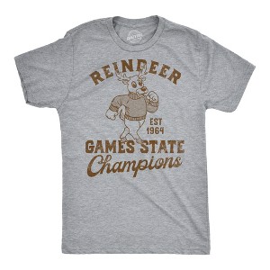 Mens Funny T Shirts Reindeer Games State Champ Sarcastic Christmas Graphic Novelty Tee For Men - Crazy Dog Men's T Shirt - 1 of 4