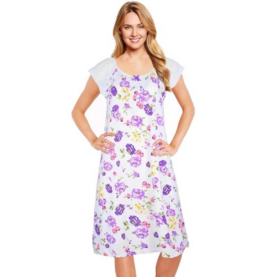 JEFFRICO Womens Nightgowns Short Sleeve Sleepwear Soft Pajama Dress Nightshirts
