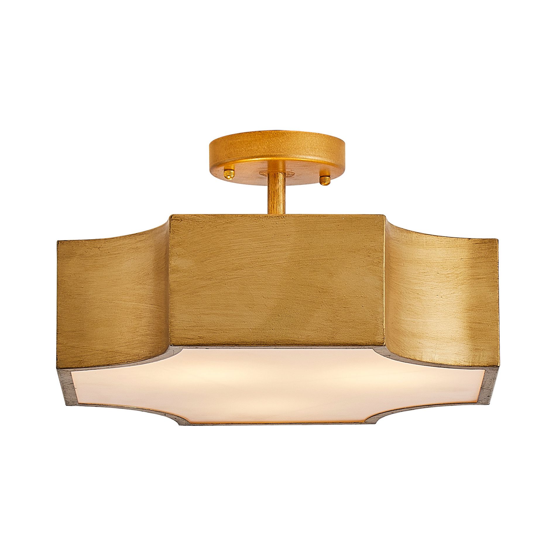 Parrot Uncle 15" Modern 3-Light Gold Semi-Flush Mount Ceiling Light
