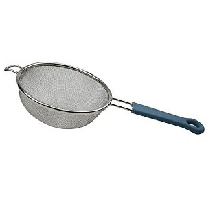 SAMMART Stainless Steel Mesh Strainer/Colander with Steel Blue Silicone Handle - Round Sieve with Wider Hoop - 1 of 2