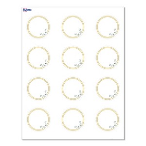 Avery® Cards, 2" Diameter, Double Gold Border w/ Florals, 120ct - 1 of 4