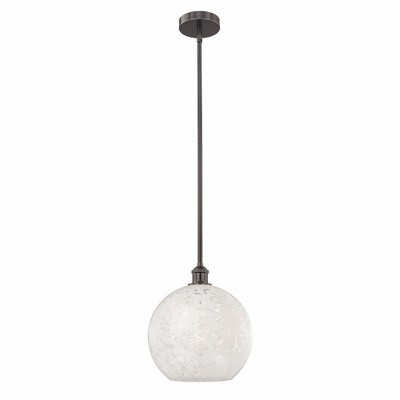 White Mouchette - 1 Light Stem Hung Pendant In Modern Style-13 Inches Tall and 12 Inches Wide