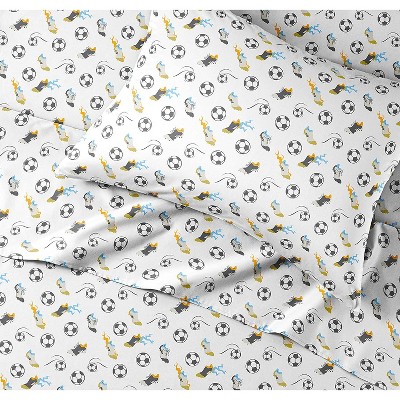 Kids Full Soccer Print Microfiber Sheet Set
