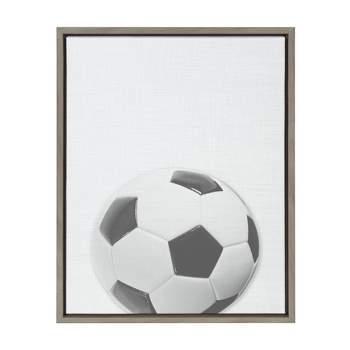 18" x 24" Sylvie Soccer Ball Portrait Framed Canvas Gray - DesignOvation