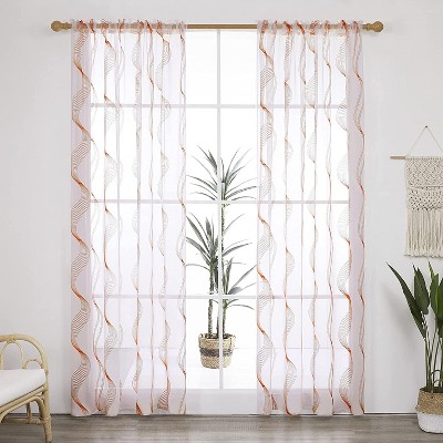 Deconovo Sheer Embroidered Wave Curtain Panel Pairs(2 Panel)