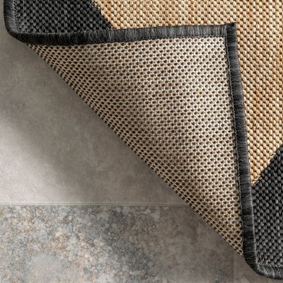 Dark Grey and Beige Diamond Pattern Indoor/Outdoor Area Rug