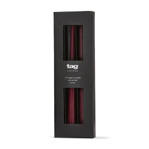 tag Color Studio 12" Traditional Taper Unscented Smokeless Paraffin Wax Candle Plum Set of 4, Burn Time 8 hrs. - 1 of 3