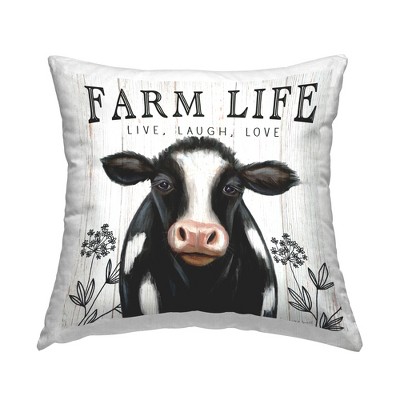 Stupell Industries Farm Life Dairy Cow Sign Wildflower Florals