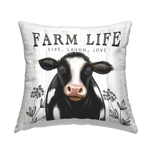 Stupell Industries Farm Life Dairy Cow Sign Wildflower Florals - 1 of 3