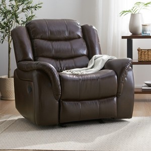 Modern Plush Recliner Chair, Overstuffed Single Sofa with Padded Armrests, Manual Reclining Lounge Chair for Living Room & Home Theater-- Frevyn - 1 of 4