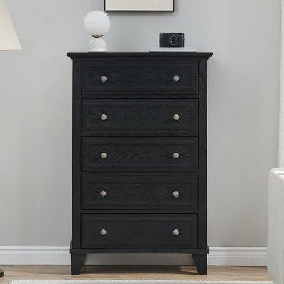5 Drawer Dresser for Bedroom, 48" Tall Wood Dresser & Chests of Drawers with Deep Drawers