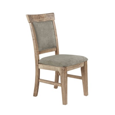 Oliver Rustic Linen & Weathered Wood Side Chair Set, Gray