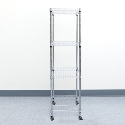 Adjustable 4-Tier Gray Wire Utility Storage Cart