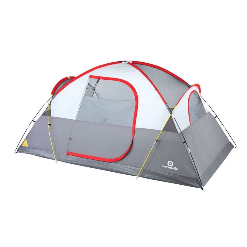 Outbound 6 Person 3 Season Lightweight Long Dome Tent with a Heavy Duty 600 mm Coated Rainfly, Front Canopy, and Ventilated Mesh Roof, Red, 3 of 7