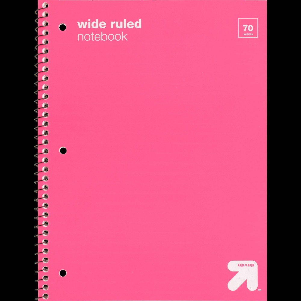 Photos - Notebook Wide Ruled Pink 1 Subject Flexible Plastic Cover Spiral  - up & up