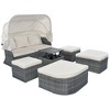 VisioGear Patio Daybed with Retractable Canopy, Patio Conversation Set for Lawn Garden Pool Porch, Beige, 74.8"*57.5"*61.4" - 4 of 4
