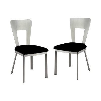 Set of 2 Langton Rectangular Back Chairs Silver/Black - HOMES: Inside + Out: Upholstered, Powder-Coated Steel Frame