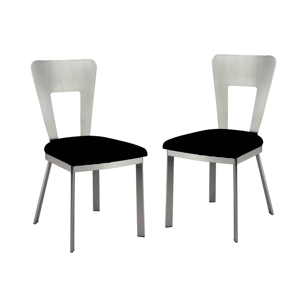 Photos - Computer Chair Set of 2 Langton Rectangular Back Chairs Silver/Black - HOMES: Inside + Ou