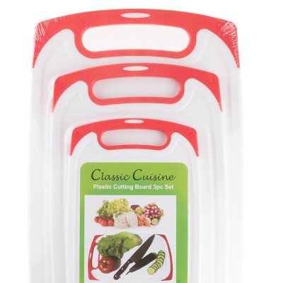 Red and White Plastic Rectangular Cutting Board Set