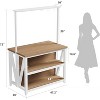 Homhougo Wooden Kitchen Island with Power Outlet & LED Lights, Large Kitchen Island Table with 3 Tier Microwave Stand Oven Shelf - 2 of 4