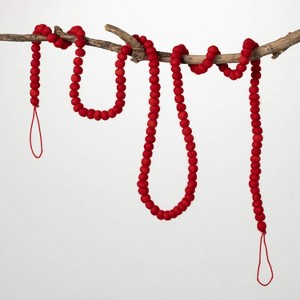 Sullivans 6'2" Ruby Red Wool Ball Garland - 1 of 3