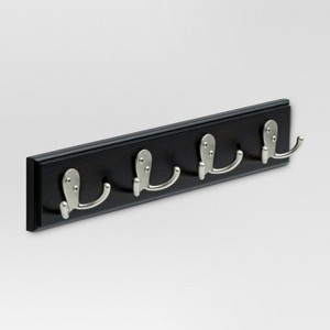 16" Hook Rack Double Prong Hooks Vintage - Vintage Black/Vintage Nickel - Threshold™: Wall Mounted Coat & Towel Rack - 1 of 1