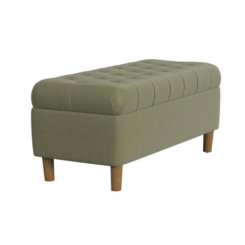 Button Tufted Storage Bench with Cone Wood Legs - HomePop, 4 of 11