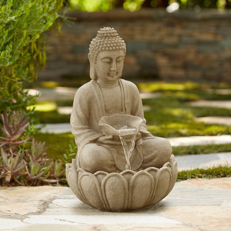 John Timberland Sitting Buddha Zen Outdoor Water Fountain with LED Light 22" for Yard Garden Patio Home Deck Porch Exterior Balcony Meditation, 3 of 12