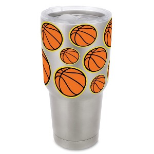 100 North 30 Ounce Stainless Steel On the Go Travel Tumbler With Push Top Lid, Basketball Silver - 1 of 4