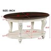TOAOTBNBO Round Coffee Tables with Shelf, Vintage Sofa Table with Cabriole Legs, Mid-century Center Table for Living Room, Beige - 3 of 4