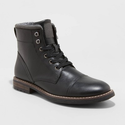 cap toe combat boots