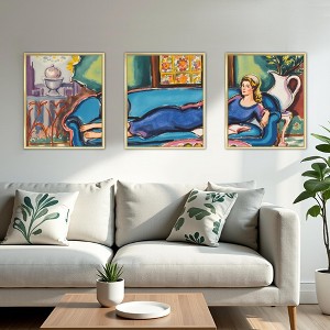 Elegant Triple Black Aluminum Alloy Frame Painting, 30*40cm, Wall and Door Decorative Artwork - 1 of 4
