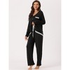 cheibear Women's Modal Casual Button Down Lounge Tops with Pants Stretchy Soft Pajama Sets - 2 of 4