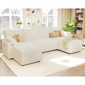AMERLIFE 2 in 1 Pull Out Sofa Bed with Storage Chaise - 1 of 4