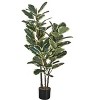 Monarch Specialties Artificial Plant 47 inch Tall Oak Tree Indoor Faux Fake Floor Greenery Potted Real Touch Decorative Green Leaves Black Pot - 2 of 4