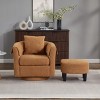 GlasFlength Accent Chairs Swivel Accent Chair Chenille Barrel Armchair with Ottoman Set Modern Side Chair for Room, Yellow, 27"*24.6"*24.8" - 2 of 4