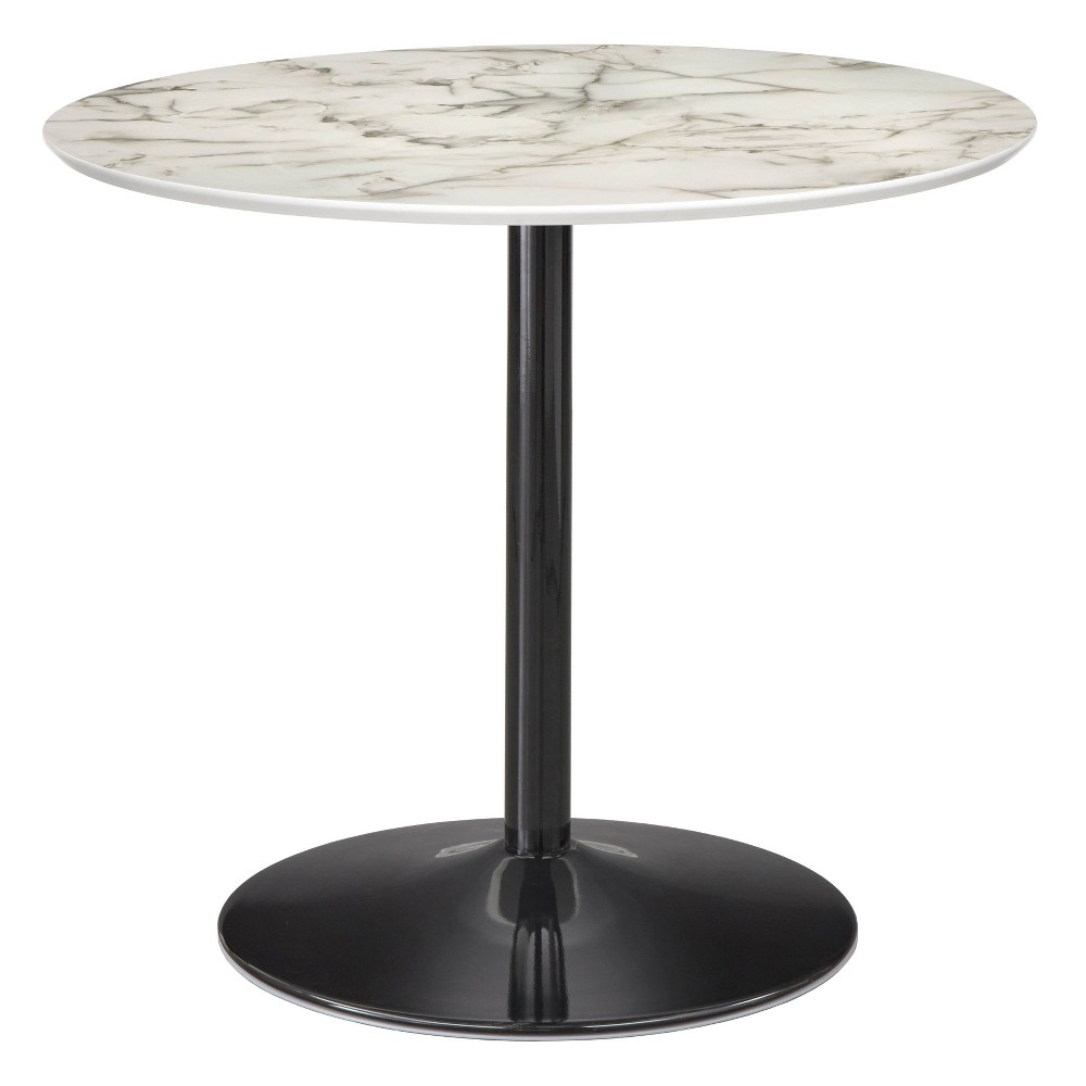 Photos - Dining Table Contemporary Hillboro Round Metal Pedastal Base  White/Black 