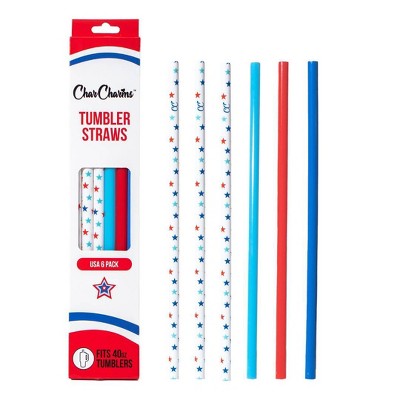 CharCharms 6pk 40oz Americana Pattern Straws