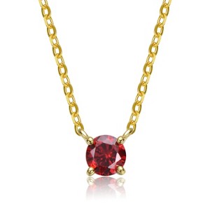 Guili Sterling Silver Necklace with 14K Gold Plating and Birthstone Solitaire – Available in Stunning Gemstone Colors for Personalization - 1 of 3