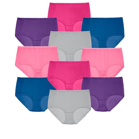 Comfort Choice Women's Plus Size Nylon Brief 10-pack, 8 - Midtone Pack :  Target