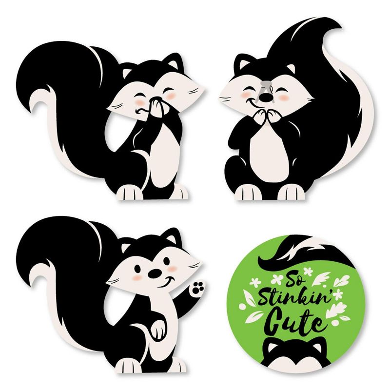 Big Dot of Happiness Little Stinker - DIY Shaped Woodland Skunk Baby Shower or Birthday Party Cut-Outs - 24 Count, 1 of 6